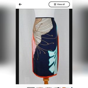 Vintage Nina Ricci Silk Twill Foulard Print Skirt Made in France 36 S 4 XS